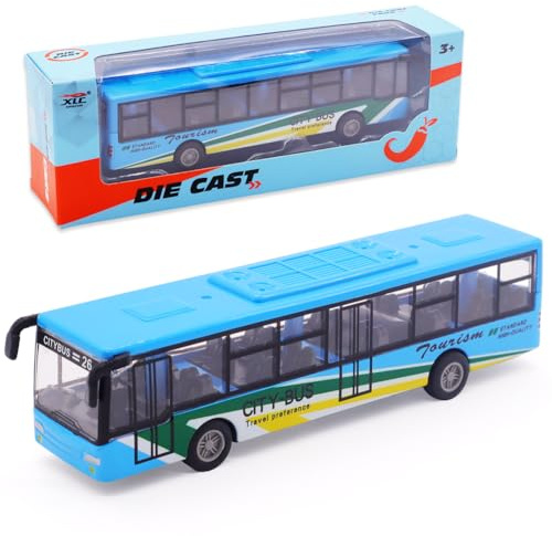 FCXVXCL Giocattolo Veicoli,Modello di Autobus UrbanoAutobus Giocattolo Modellino Veicolo Pneumatici Realistici Giocattoli per Bambini Regalo di Compleanno blu