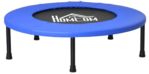 HOMCOM Mini Trampoline de Fitness, Ø 81 cm, Trampoline d'exercice avec Pieds antidérapants, capacité de 100 kg, Usage intérieur/extérieur, pour Gymnastique, entraînement, Bleu et Noir