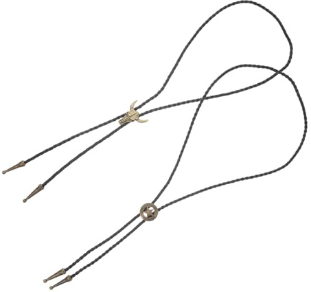LIGIGWASH 2 St Bolo Tie med Stjärn Oxtandsberlocker Retro Cowboy Necktie för Västerländsk Accessoar för Kostym och Hästutrustning