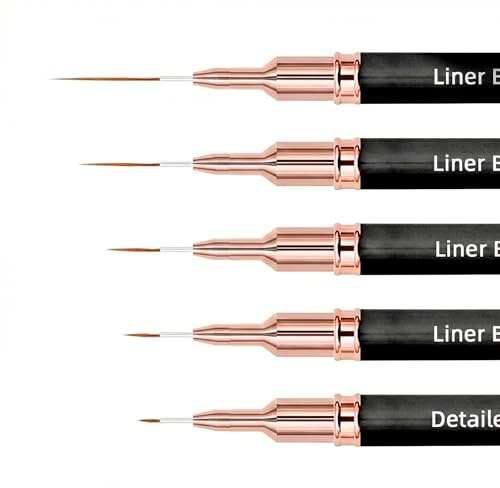 CUULANIX 5 stycken nagelkonstlinerborstar, tunn nagelborste för exakta linjer, långa linjer och fin målning, designpenselset 4/8/12/20/25 mm svart