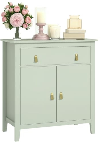 HOMCOM Aparador de 2 Puertas Moderno con Cajón 80x40x90 cm Verde Claro