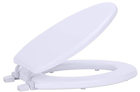 Achim Home Furnishings TOVYELWH04 48,3 cm fantasia allungato sedile WC morbido, bianco