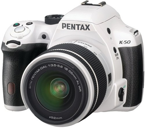 Pentax K-50 16MP Digital SLR Camera Kit with DA L 18-55mm WR f3.5-5.6 and 50-200mm WR Lenses (White)