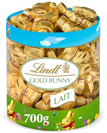 Lindt Schokolade Mini GOLDHASEN | 700 g Köcher | 70 x 10 g Mini GOLDHASEN | Vollmilchschokolade im Köcher | Osterschokolade | Schokoladengeschenk | Schokoladenhasen | Osterhase