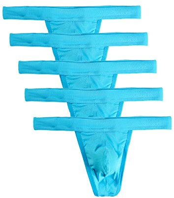 Summer Code Herr låg midja mesh trosor string sexiga tanga underkläder, 5-pack himmelsblå, XL