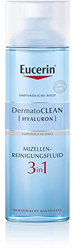Eucerin DermatoCLEAN [HYALURON] Acqua Micellare 3in1 200 ml, Acqua micellare struccante per make-up waterproof, Detergente viso con Acido Ialuronico, Struccante viso pelle sensibile