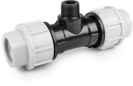 PE Rohr Verschraubung Fittings Klemmfitting T-Stück Außengewinde AG für Verlegerohr Rohrverbinder (20mm x 1/2)