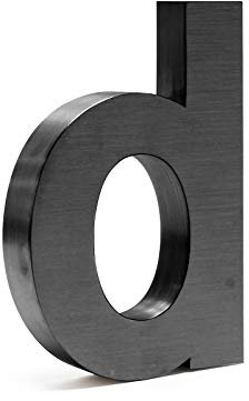 Wiltec Plaque Numéro Maison Lettre d 3D, 128 x 30 x 200 mm, Gris anthracite, Acier galvanisé, Résistant aux intempéries, Matériel fixation inclus