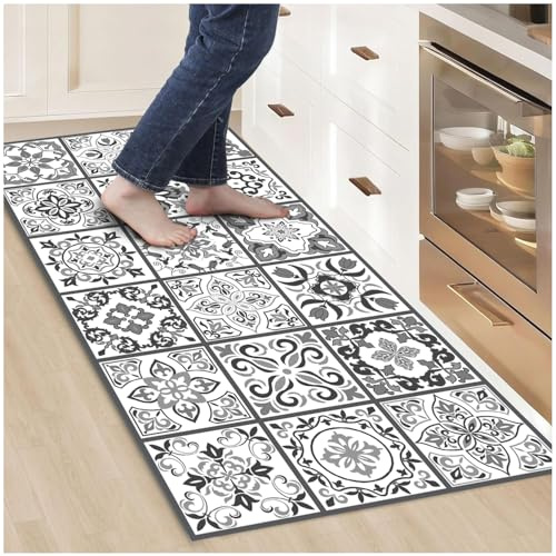 NivellPublicitari Tapis Vinyle hydraulique antidérapant en Caoutchouc spongieux Sol PVC Noir-Gris (180 x 60 cm)