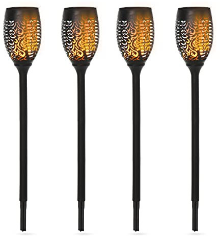 Outsunny Solarleuchte, Gartenlicht, 4er-Set Lampe, 6–8 h, IP44 Wasserfest, Kunststoff, Schwarz, Ø12 x H72 cm