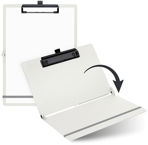 SAX Vikbar klämbräda, kokos, clipboard, A4 till A5, hög och liggande format, perfekt för resor och affärer, för 30 ark, inkl. elastiskt band och pennslinga, hållbar och stötsäker