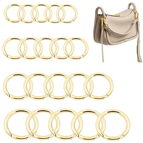 20 Stück Karabinerhaken Gold, Runde Karabiner, Karabiner Rund, Schlüsselringe Gold, Karabiner Gold, Karabiner Ring, Karabiner Aus Zinklegierung, Federclip Haken für Taschen Geldbörsen Schlüsselbund