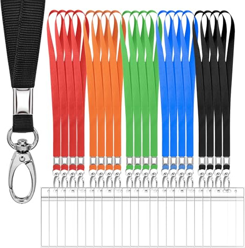 20 Pack Cruise Lanyards with Waterproof ID Card Holder, Clear Cruise Ship Card Holder with Lanyard, Carnival Cruise Lanyard for Ship Cards, Vertical Badge Holder, 5 Colors