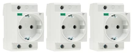 RSE Lot de 3 prises encastrables 230 V/16 A pour rail DIN - Compteur - Montage de distribution