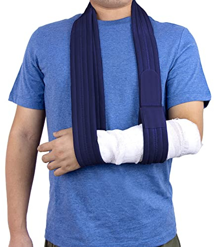 yeloumiss Arm Sling Adjustable Shoulder Support Sling Lightweight Comfortable Shoulder Immobiliser Support for Women and Men for Right Left for Wrist Hand Elbow Arm Injured 63 inch (Dark Blue)