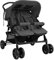Hommdiy Geschwisterwagen mit Frontstoßstange Korb Zusammenklappbar Verstellbar Kinderwagen Zwillingswagen Zwillingsbuggy Stahl Buggy Grau
