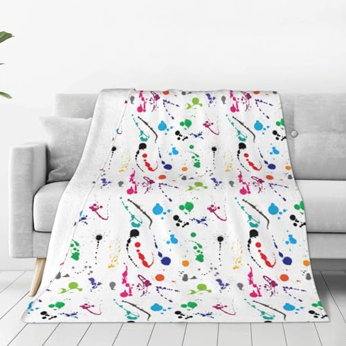 Manta de microforro polar ultrasuave con estampado de salpicaduras de pintura abstracta, mantas de franela, 40 x 30, 50 x 40, 60 x 50, 80 x 60 pulgadas, para cama, sofá, viajes