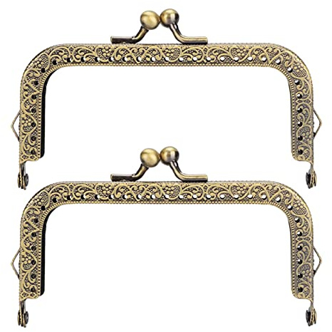 Marco De Monedero, 2 Piezas Marco De Monedero Cuadrado De Bronce Antiguo Clip De Marco De Bolso De Monedero De Metal En Relieve Retro Cierre Suave Para Abrir Y Cerrar Para Hacer Monederos(10.5cm)