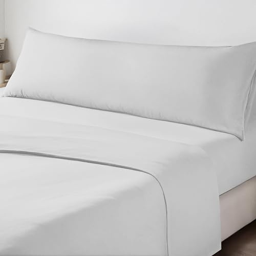 HIPERMANTA Juego Sábanas Lisas Microfibra 3 Piezas - Transpirable, Máxima Suavidad, Fácil Cuidado, Suave y Ligera, Ajuste, Hipoalergénica, Todo el Año Cama 150 Blanco
