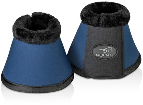 Equinate Furlyn Lot de 2 cloches de sabot en peau d'agneau synthétique XXL bleu marine – Cloches de saut en néoprène robuste et amortissant les chocs – Protection des sabots pour l'entraînement et les