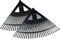 pokm toolsmarket- 2X Gartenrechen, Extra Breit XXL, Schwarz Rechen, Laubbesen Laubrechen Laubfeger aus Kunststoff, 58 cm Breit Harke 27 Zinken, Set 2 STK.