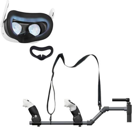 VR Gunstock for Meta Quest 3S,Silicone Eye Mask for Meta Quest 3S-Enhance Stability and Control Magnetic Stock Rifle Adapter & Sweat-Proof Silicone Face Cover Accessory (Black+Black)