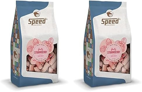 Speed Delicious speedies Strawberry, Pferdeleckerli mit Erdbeergeschmack, fruchtiger Snack für jedes Pferd, Beste Zutaten, einfach praktisch (1 kg) (Packung mit 2)