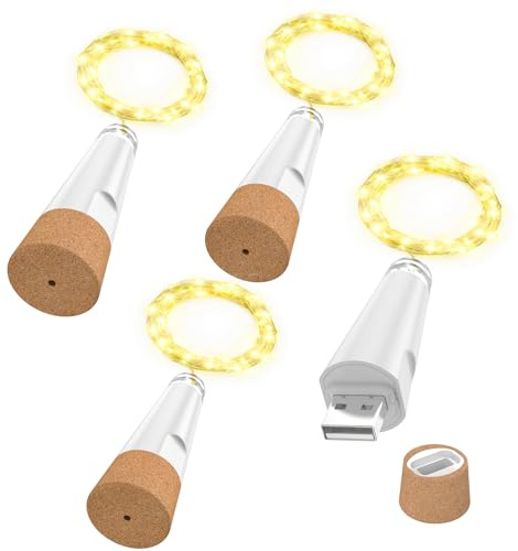 OUSMIN Guirlandes Lumineuses USB, Bouchon LED Rechargeable pour Bouteilles de Vin – Version 2024, Lumières Décoratives pour Fête, Noël, Mariage