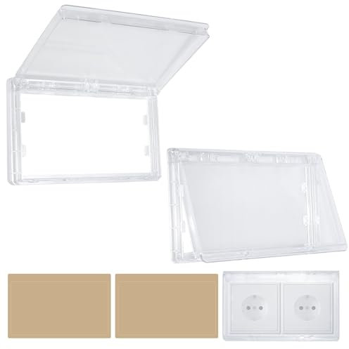 WYYFXY® 2 pezzi copertura interruttore 2 scomparti autoadesivi prese copertura tipo 86 interruttore luce copertura impermeabile protezione presa per bagno cucina casa all'aperto