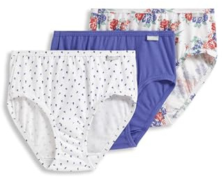 Jockey Women's Underwear 100% Cotton Elance Hipster - 3 Pack, Future Dusk/Grape Brush Dot/Floral Wallpaper, 6