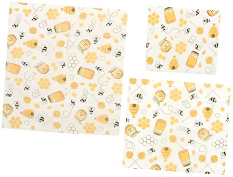 VALICLUD 3Pcs Reusable Beeswax Food Wraps Packing Cloth for Sandwiches Fruits and Vegetables Sustainable Beeswax Wraps for Picnic Lunch Boxes and Waste Camping