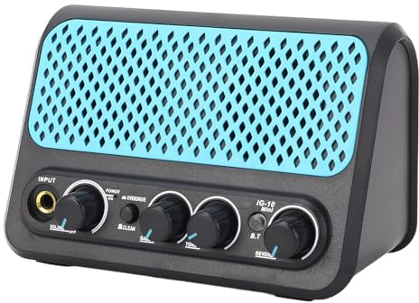FLEXMAN Mini Gitarrförstärkare, 10W Uppladdningsbar Elektrisk Förstärkare Med Ren Distorsionskanal Hörlursutgång, Bärbar Bluetooth 5.0 Liten Förstärkare för Daglig Övning