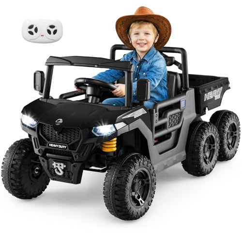 GOPLUS Tractor Eléctrico 24V de 2 Plazas para Niños, Negro