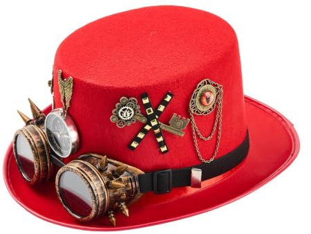 Steampunk Cylinder filt unisex skyddsglasögon bärbar gotisk huvudbonad | Steampunk-spikar cosplay utrustning för festliga viktorianska fester, maskbollar, karnevalskarneval, cosplay-kostymer,
