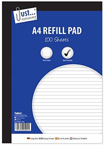 Just stationery 100 Sheet A4 Refill Pad, White