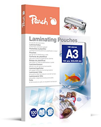 Peach Laminierfolien A3-100 mic - 100 Pouches - Premiumqualität für Beste Laminierergebnisse - kompatibel mit Geräten Aller Markenhersteller - PP500-01