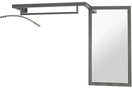 HAKU Wandgarderobe anthrazit, Metall, Spiegel - Maße: B 108 cm x H 75 cm x T 26 cm, Style: Modern
