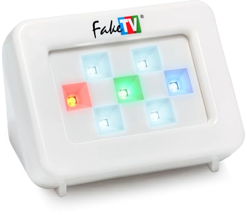 FakeTV - FTV-7 White – Advanced Home Security Television Simulator – Theft Deterrent – Energy-Saving LED – Dummy Home Security TV Program Simulation