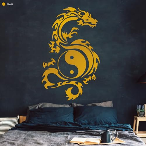 Wandtattoo Loft Wandaufkleber Drache Yin Yang Tribal Zeichen 30 Farben, 3 Größen
