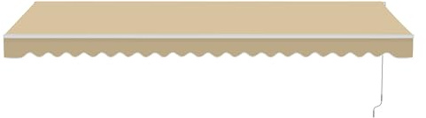 Aleko 20x10 feet Caribbean Style Electric White Frame Awning, Remote Control Motorized & Manual Crank, Outdoor Shade Canopy with UV-Resistant Fabric - Desert Sand