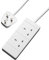 rhinocables - 2 Gang Mains Extension Lead | 13 Amp Power Strip Extender | BS1363 Compliant | Suitable for Home & Office | 15m Cord for Dual 3 Pin UK Plug, 15m WHITE