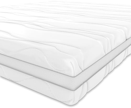 Amazon Basics Materasso Singolo Memory foam a 7 zone, Medio-rigido (H3), 80 x 190 x 20 cm, Bianco