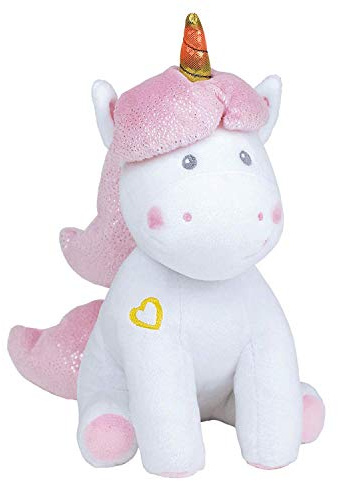 JEMINI 023755 Licorne Peluche +/- 24 cm Musicale et Lumineuse, Blanc Rose
