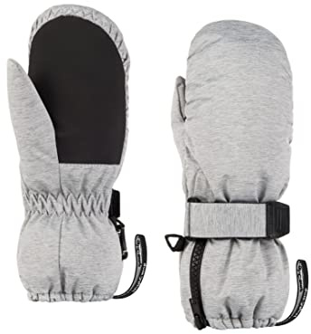 HIGHCAMP Kids Long Cuff Winter Snow Ski Mitten with Zipper Waterproof Gloves for Toddler Boys Girls-Grey,XS (1-3 Y)