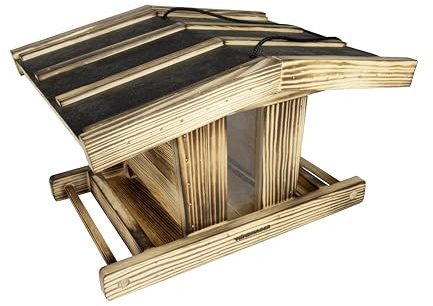 Windhager Canteen XL Bird Feeder Silo with Removable Roof Pine Wood Capacity Approx. 4 Litres Includes Hanging Device