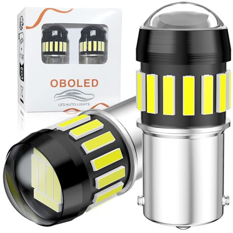 OBOLED P21W LED Ampoule 1156 BA15S 7506 1141 21SMD Remplacement pour RV Camper Intérieur Feu Voiture Feu de Recul DRL Feux de Jours Frein Arrière Clignotants Ampoules 12V 24V Blanc 6500K 2X