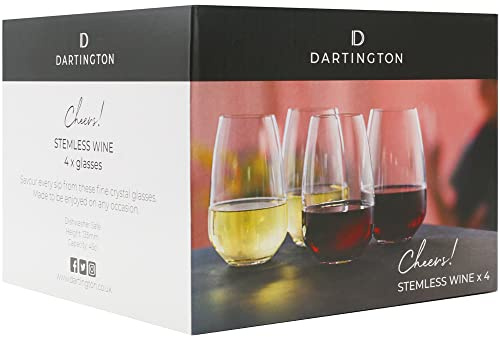 Dartington Crystal Cheers Stemless Wine Glass 4 Pack