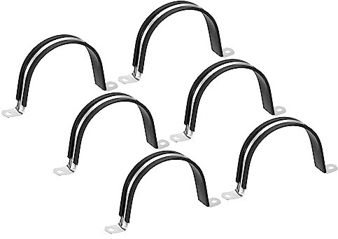sourcing map 6pcs 100mm(3-15/16) Collier de Serrage Caoutchouc Amorti 304 Inox Acier Attache Grillage Rigide Clip Fixation Sangle pour Tube Tuyau