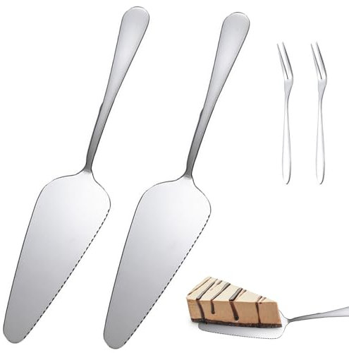 QEEROYO Pala per Torta, Paletta per Torta, Server per Torta, Coltello per Torta in Acciaio Inossidabile, Paletta per Torta in Acciaio Inox, Server Posate Pala, Pala per Torta in Acciaio Inox, 2 Pezzi