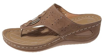 MEECHI Chanclas con Tacón De Cuña Sandalias Ortopédicas con Separador De Dedos for Mujer Flip-Flops De Cuero PU Slippers De Verano con Clip Zapatillas con Plataforma Zapatos De Playa